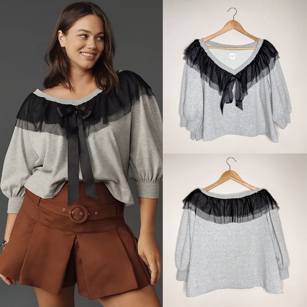 Anthropologie Maeve V-neck Sweater With Bow Size Small